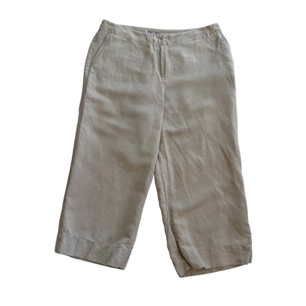 J. Jill Khaki Silk and Linen Cropped Pants - Size 12